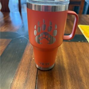 YETI coral mama Mug with Bear Paw Cutout